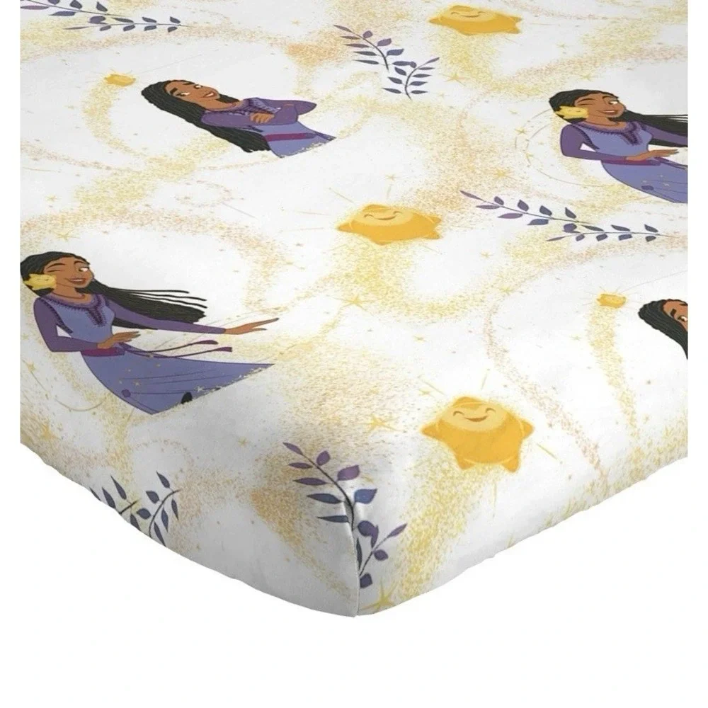 Disney Wish Asha Star‎ Full Sheet Set 4 Piece Super Soft Purple Gold NEW